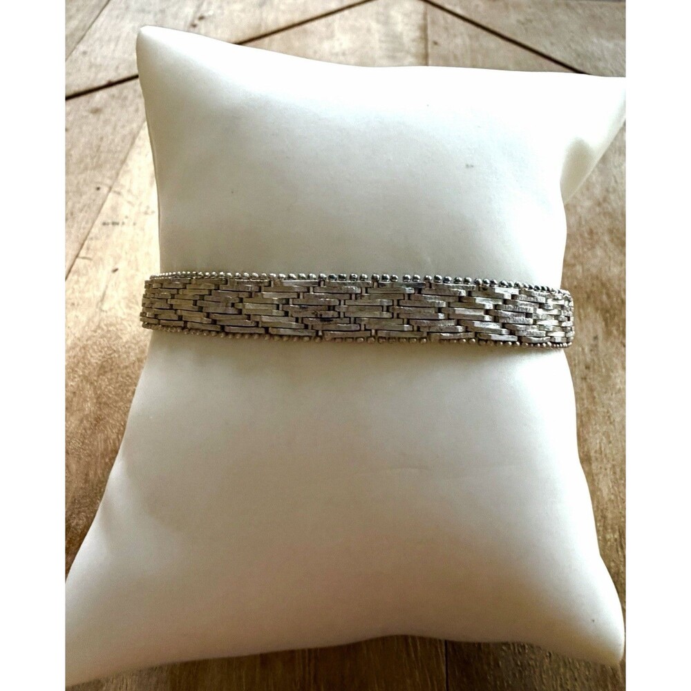 Vintage Italian 925 Sterling Silver Riccio Chevron Mesh Woven Link Bracelet 18g